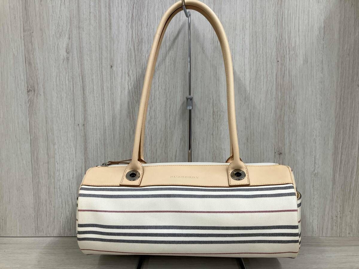 BURBERRY バーバリー ハンドバッグ 筒形 ボーダー