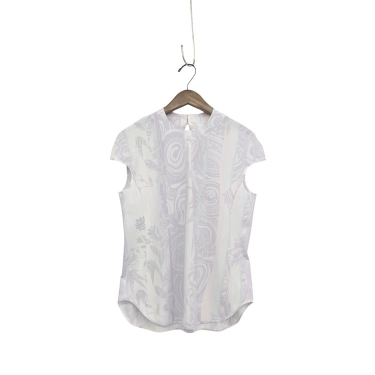 未使用品 2026SS Mame Kurogouchi マメクロゴウチ Marble Print Jersey Short Sleeve Top マーブルプリント パープル 3 MM26SS-JS059