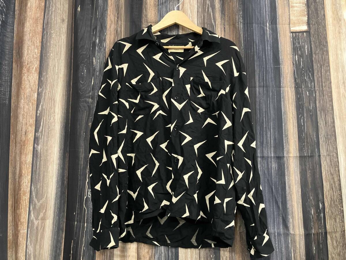 SAINT LAURENT サンローラン イタリア製 ブーメランシャツ 長袖シャツ ブラック 総柄 39