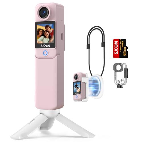 SJCAM C300 4K vlogカメラ C300Pocket 64GB｜防水30M｜7時間持続バッテリー｜デュアルタッチスクリーン｜154°視野角ポケットハンドヘルドカメラ｜6軸安定化POVカメラ｜8倍ズームウェアラブルボディカム｜ビデオログカメラ｜三脚t