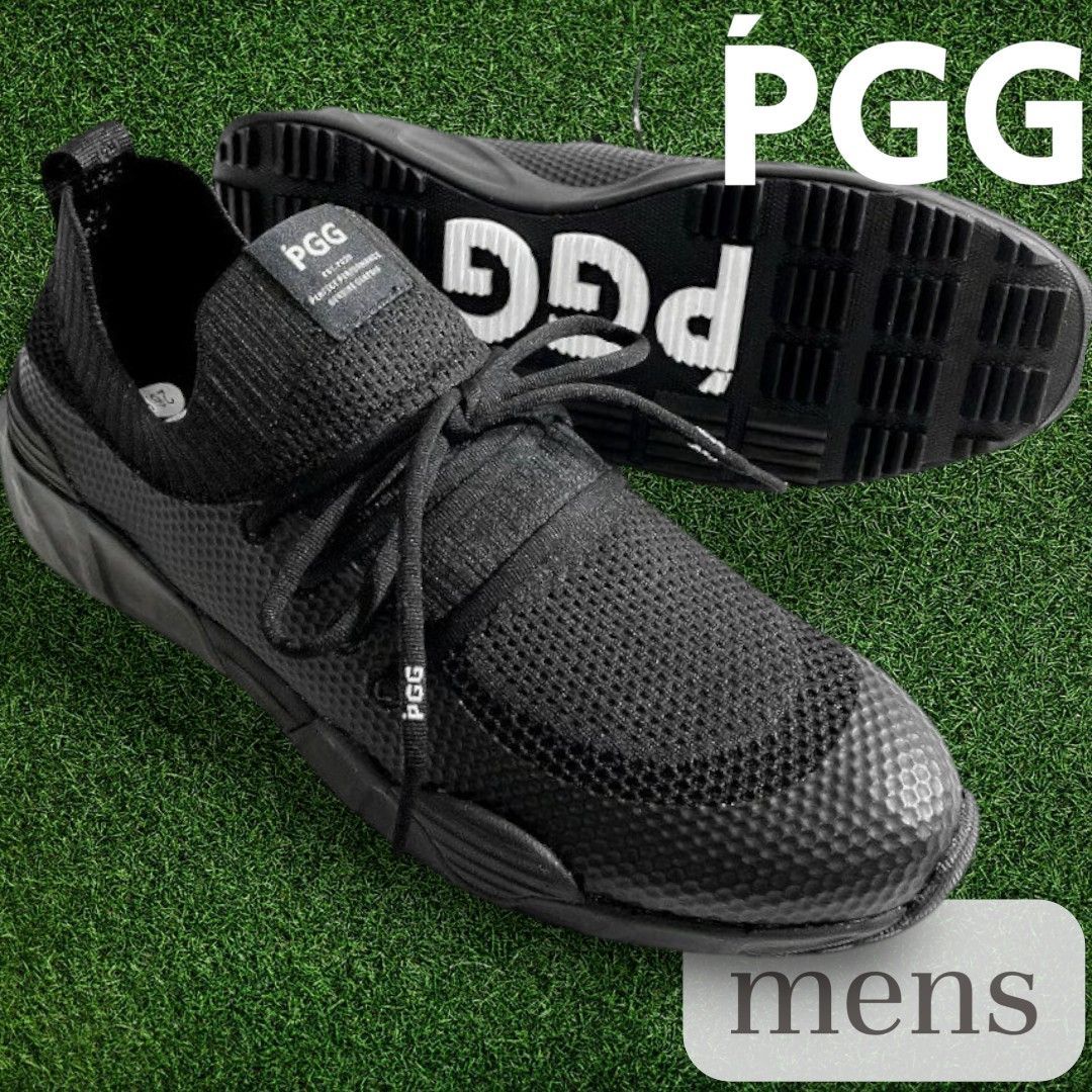 PGG by PEARLY GATES ピージージー パーリーゲイツ ゴルフ 防水×軽量 メッシュニット レースアップ ローカット スパイクレス シューズ 268-3292651 定価3.9万 ブラック ▲059▼51202w02 ▲059▼51202w02