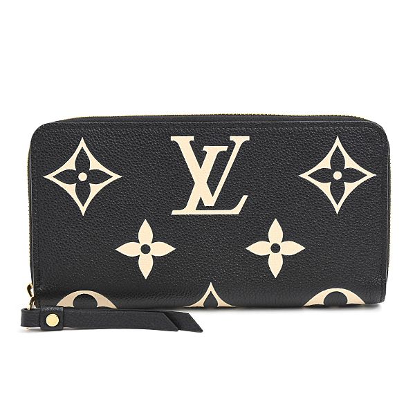 ルイヴィトン 財布 レディース モノグラムアンプラント ジッピーウォレット ブラックベージュ 長財布 Louis Vuitton M80481 中古