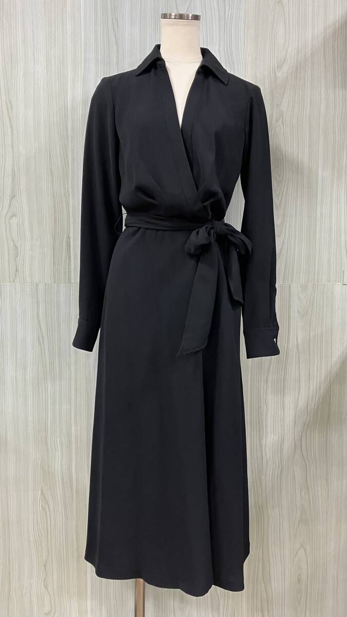 LAUREN RALPH LAUREN/ローレン ラルフローレン/長袖ワンピース/サープリス ジョーゼット ミディドレス/ブラック/サイズ 00/WMLDDRSS6820027