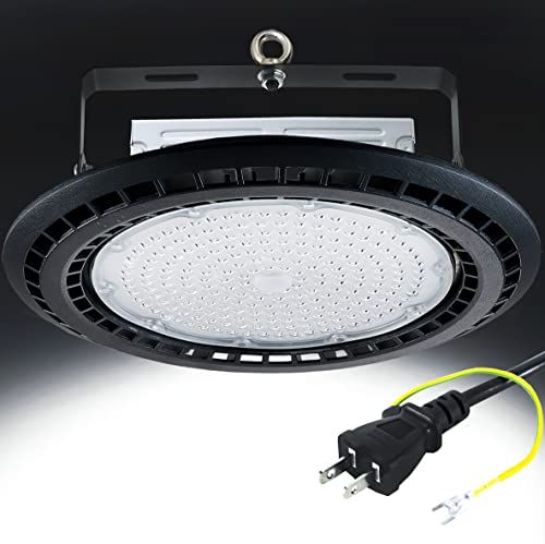 UFO型 LED高天井灯 LED投光器100W 高輝度 16000lm ハイベイライト IP66防水防塵 防寒 掲示板 体育館 展覧会 駐車場 運動場 工場 倉庫 高天井照明 屋内屋外兼用 ビーム角120度【プラグ付 3M配線】【PSE認証】50000H as
