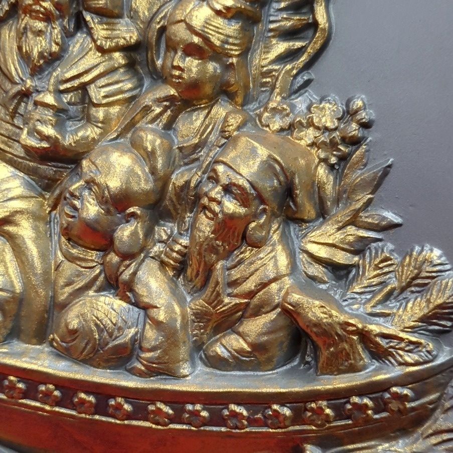 縁起かわら 七福神 お宝船 美術陶器 額瓦 インテリア小物 (縦：約29