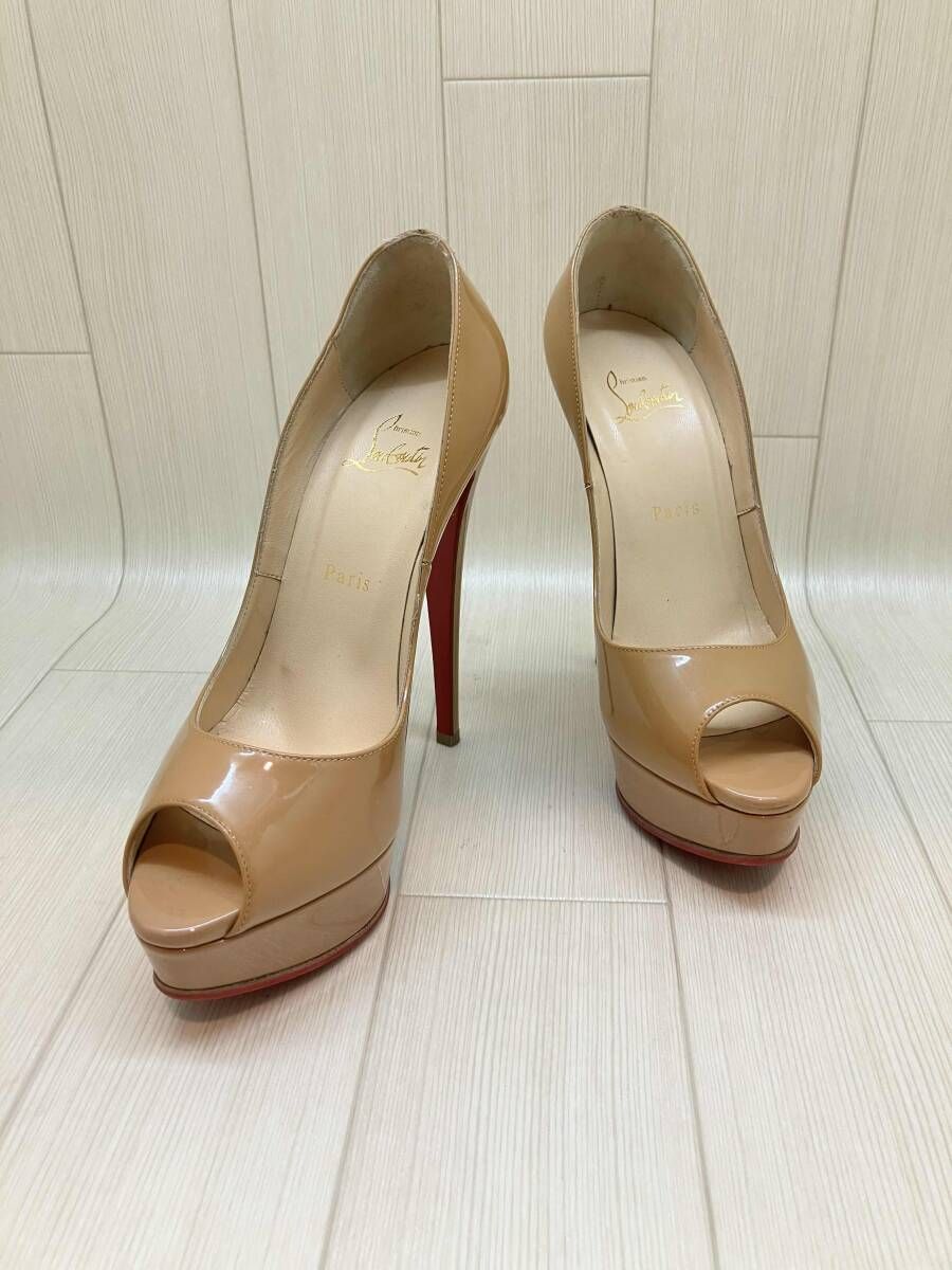 ★ Christian Louboutin クリスチャン ルブタン パンプス ピンヒール LADYPEEPPATENTCALF サイズ38 ブラウン系 通年