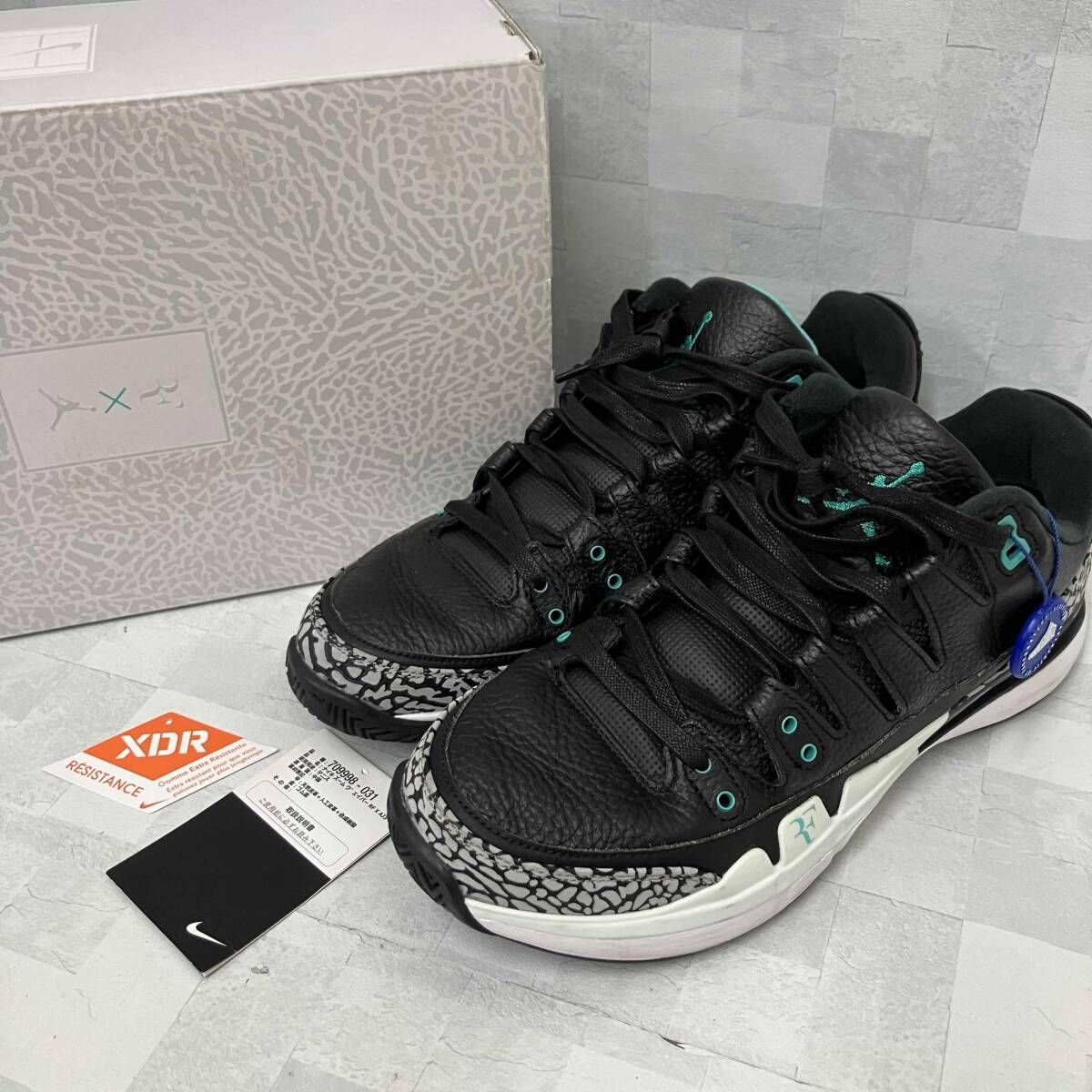 NIKE ZOOM VAPOR RF X AJ3 ナイキ ズーム ブラック ブルー 709998-031 26cm 箱あり FAKEBUSTER鑑定バッチ付き