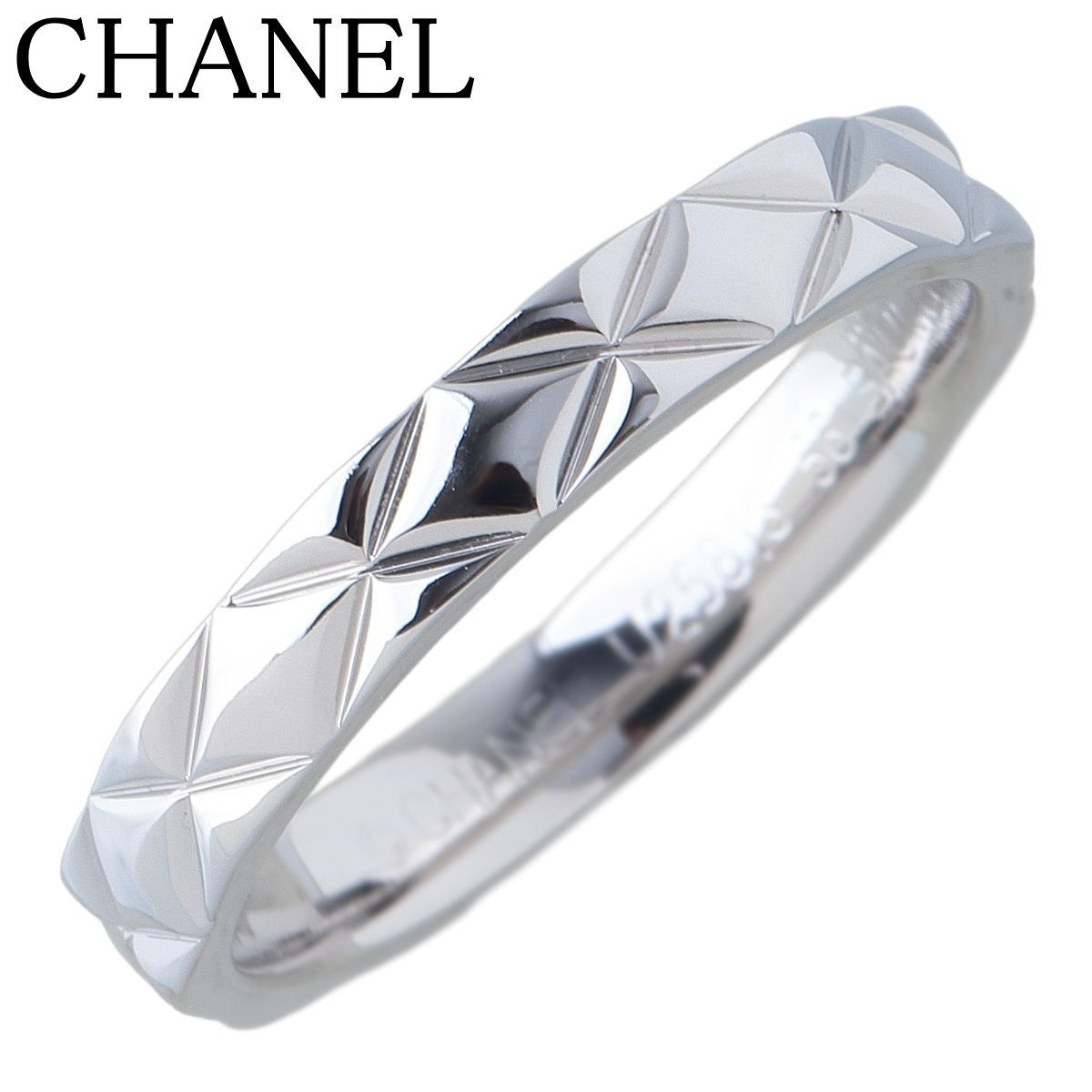 シャネル マトラッセ リング ミディアム #56 幅3.3mm Pt950 保証書(2014年) 新品仕上げ済 CHANEL【25878】