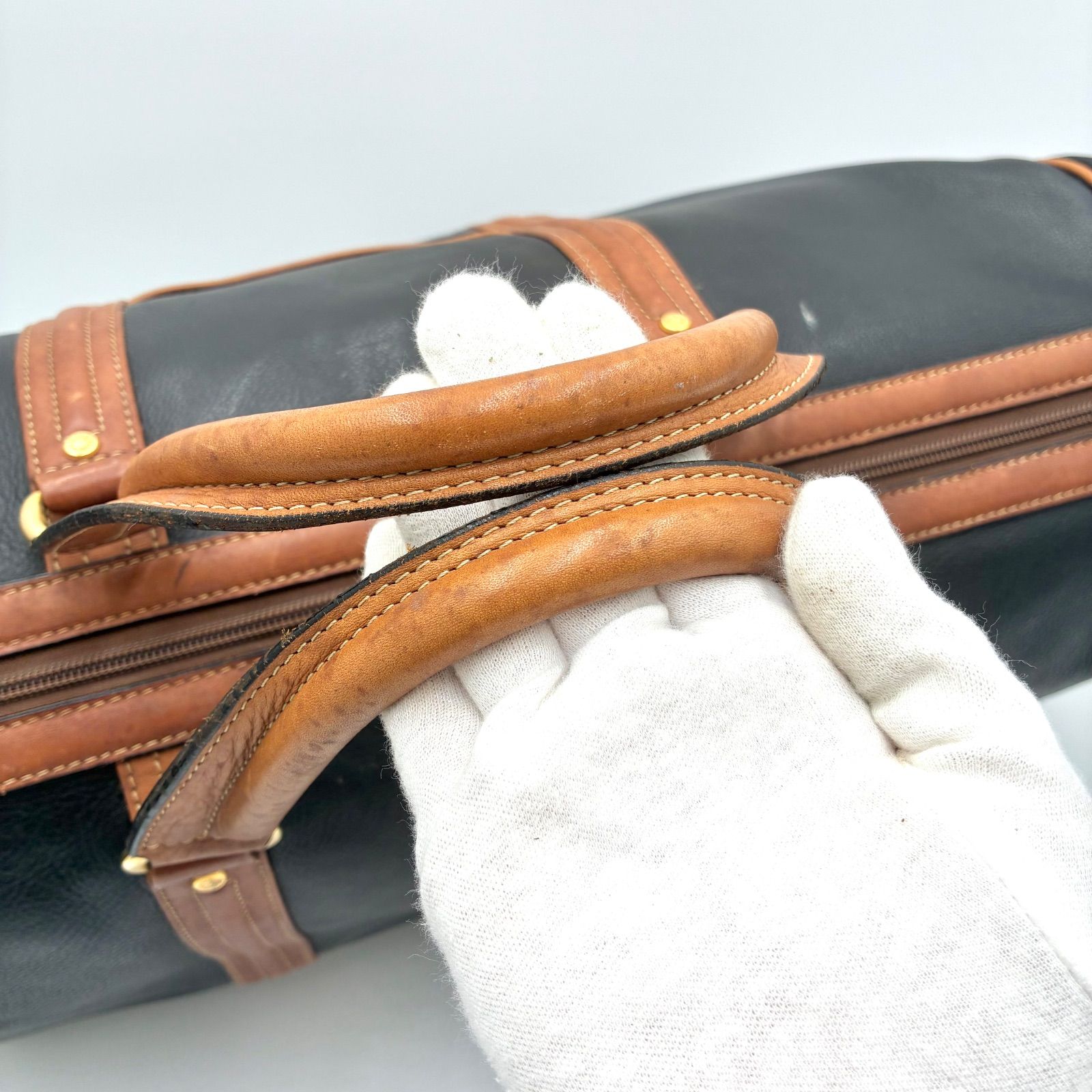 Balenciaga Archive Leather Logo Boston Bag Brown×Black