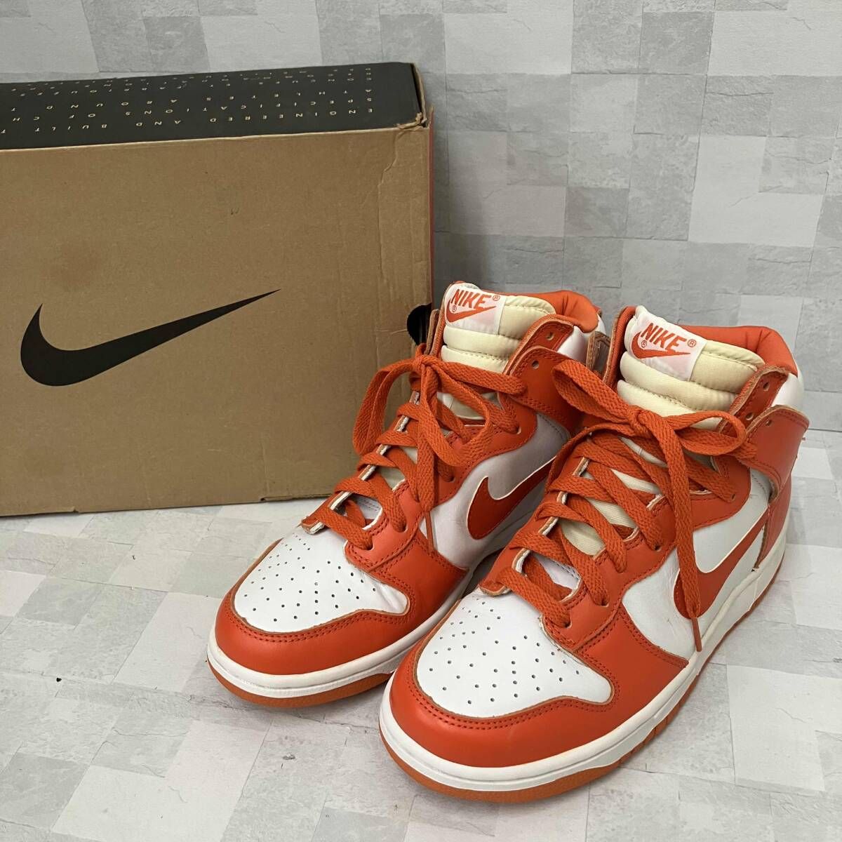 NIKE DUNK High LE Syracuse ナイキ ダンク 1988年製 初期復刻 630335-811 ホワイト オレンジ 26.5cm 箱あり 鑑賞用