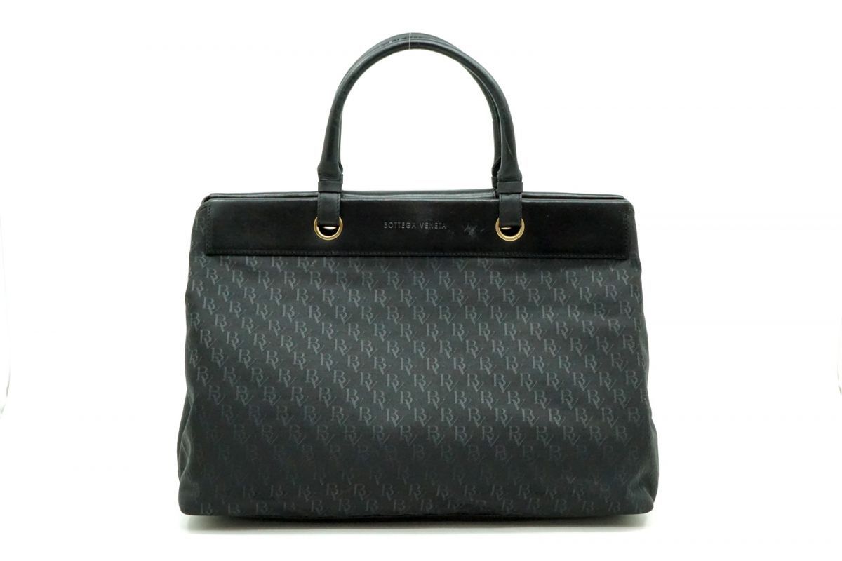 ボッテガ ヴェネタ ヴィンテージ トート バッグ BVロゴ モノグラム A4収納 キャンバス 黒 ブラック BOTTEGA VENETA 6369h