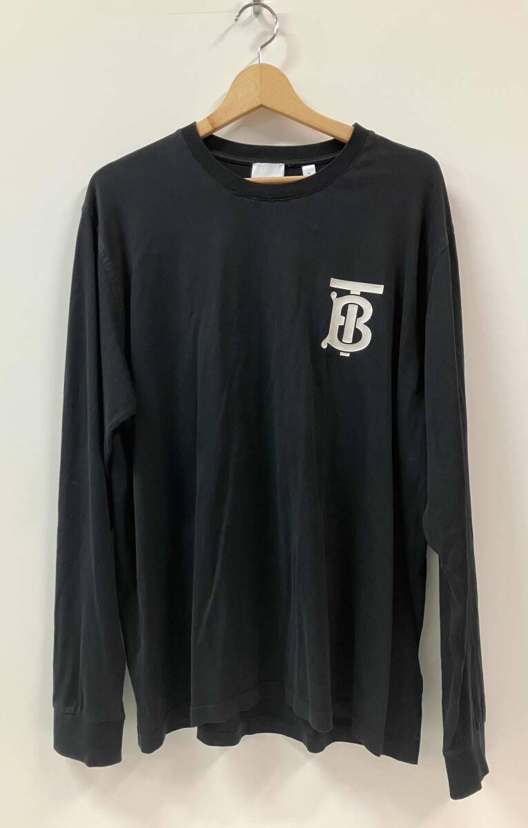 BURBERRY バーバリー 長袖Tシャツ TBロゴ モノグラム サイズM ポルトガル製 コットン100% ブラック 穴・ほつれあり