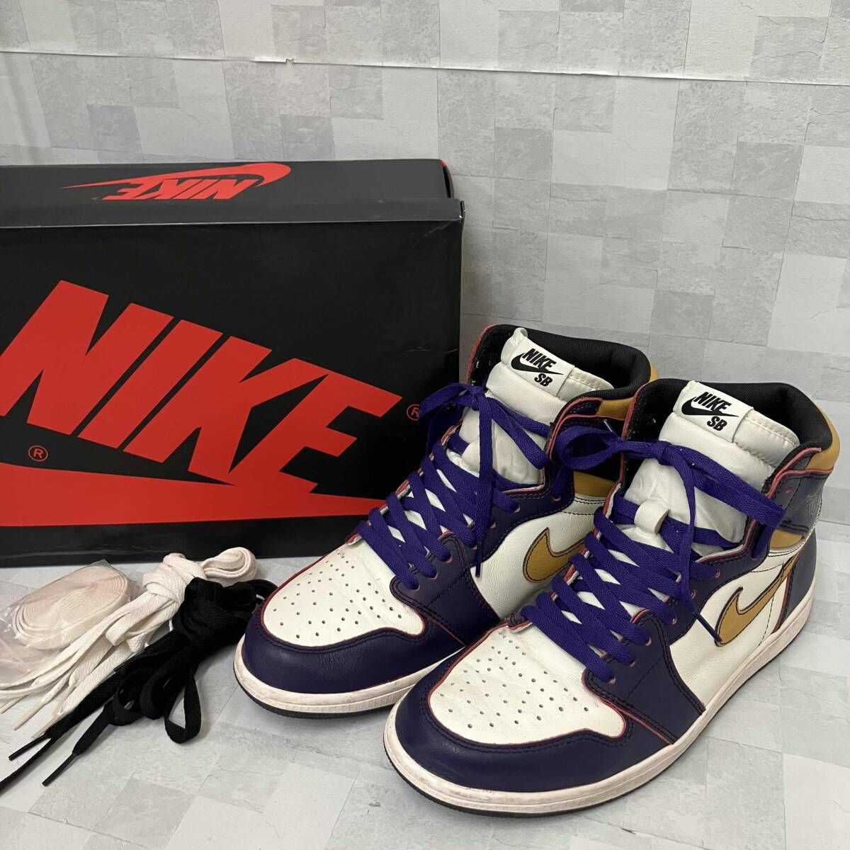 NIKE SB ×AIR JORDAN 1 RETRO HIGH OG ナイキ エアジョーダン 29cm スニーカー LA TO CHICAGO CD6578-507 パープル 箱あり 替え紐あり