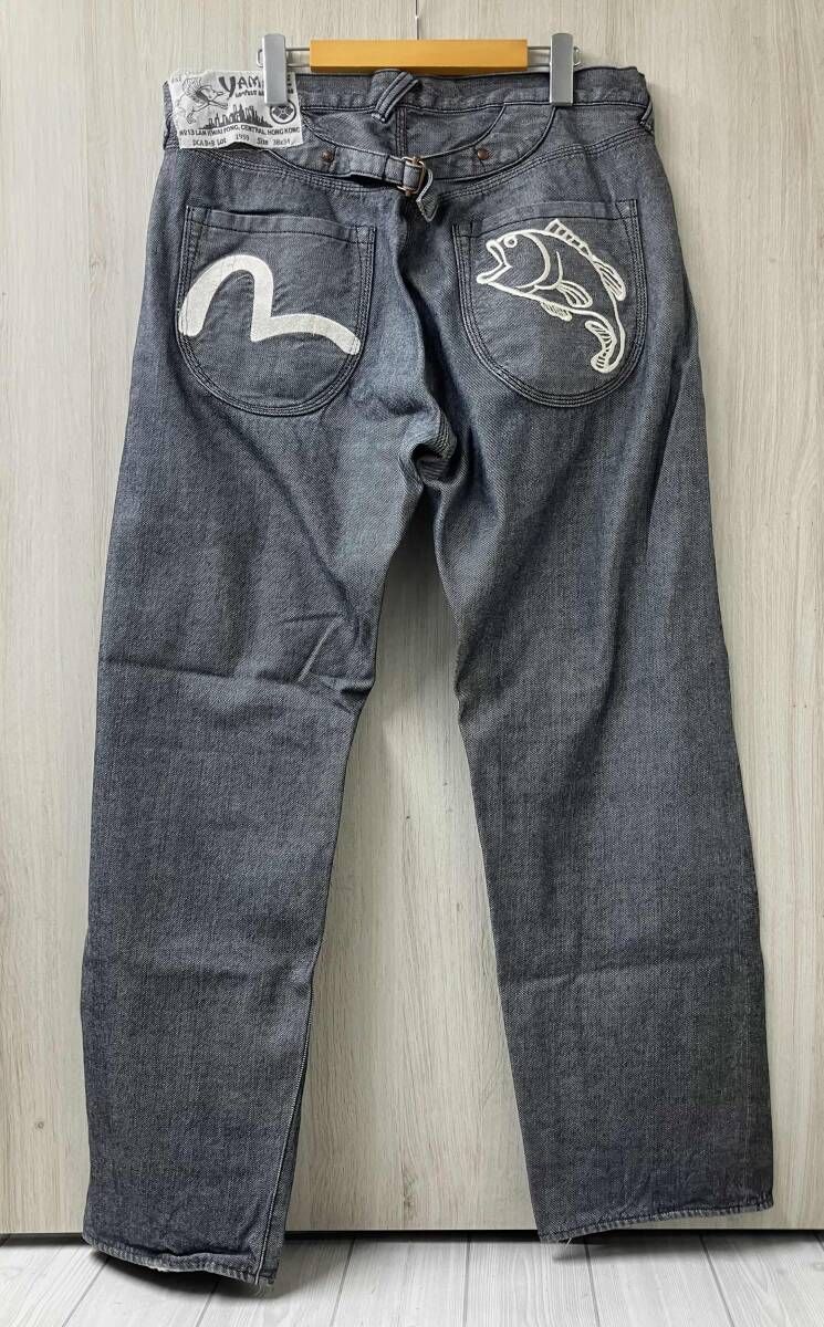 EVISU エヴィス 1959 YAMANE ブラックバス デニムパンツ ジーンズ シンチバック サイズ38×34 ブラック系