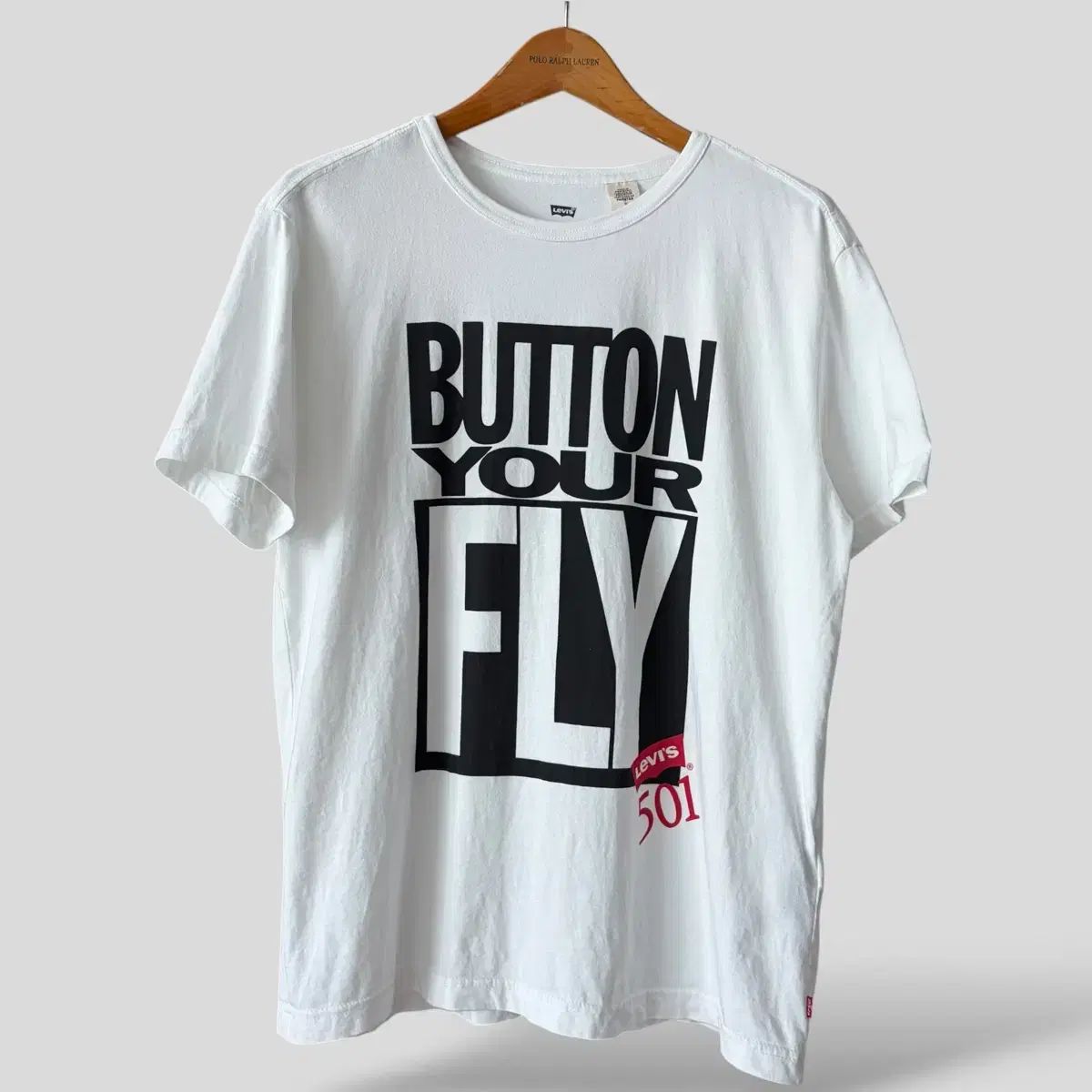 (M)リーバイス 501 Button Your Fly 半袖Tシャツ