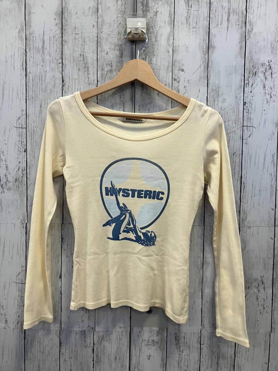 HYSTERIC GLAMOUR ヒステリックグラマー 90s 00s 長袖Tシャツ イエロー クリーム色 ヒスガール Y2K くびれ 初期タグ レディース