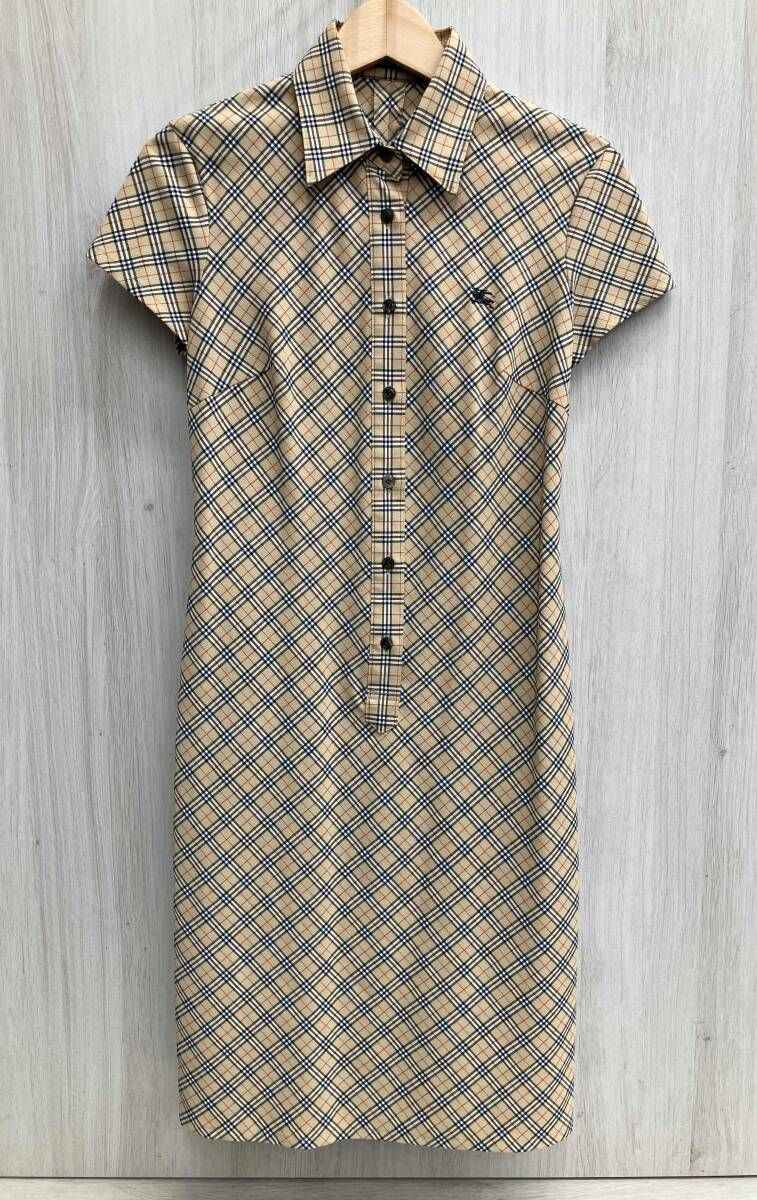 BURBERRY LONDON BLUE LABEL バーバリー ロンドン ブルーレーベル 半袖 ワンピース FM569-425 レディース サイズ 38 ベージュ チェック 柄