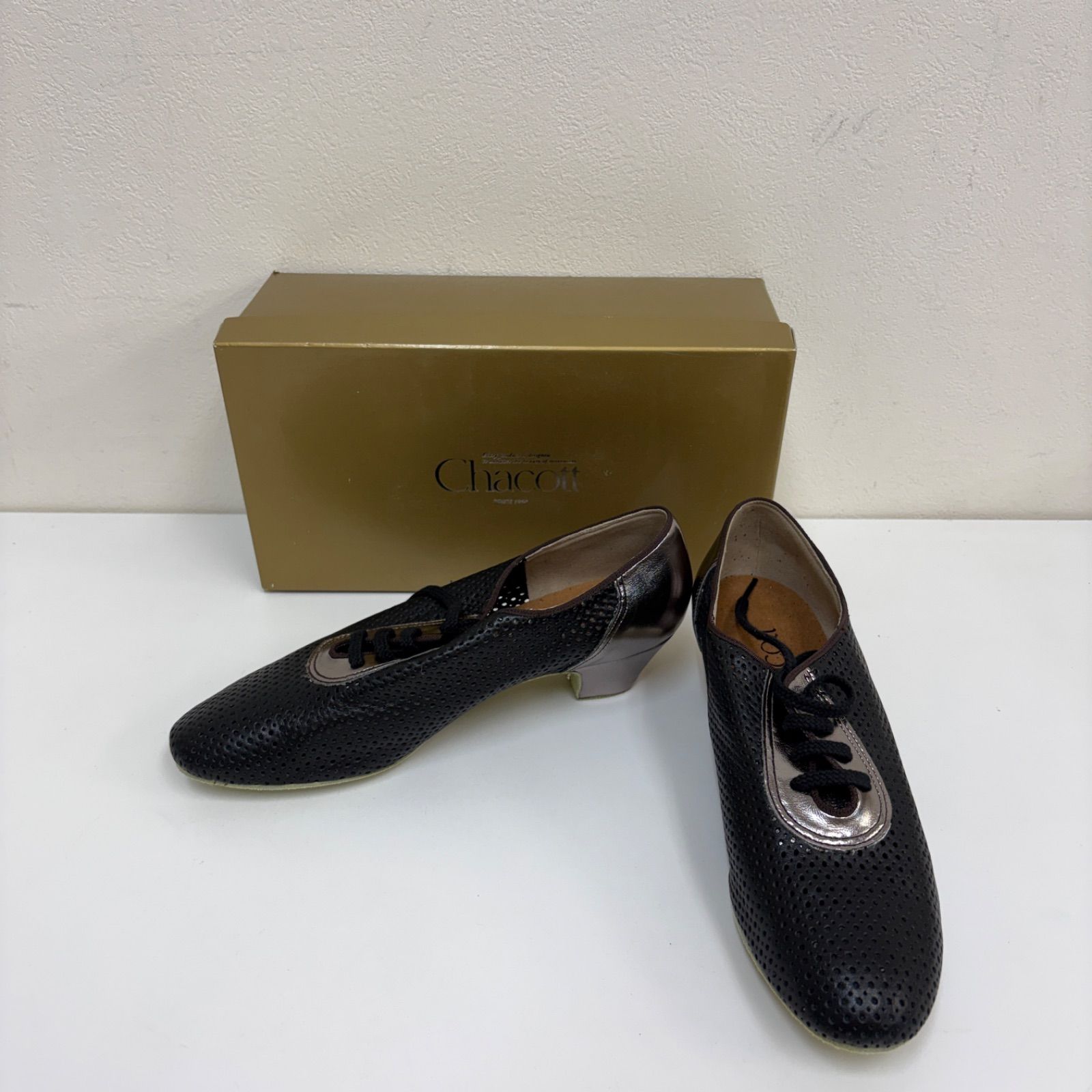 【Chacott】 社交ダンス ダンスシューズ ブラック #1629 ソフト 25cm チャコット 未使用品