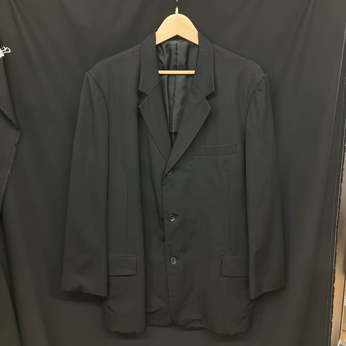 00s Y’s for men 襟刺繍ウールギャバ3Bジャケット テーラードジャケット 4 ブラック ME-J09-107 ヨウジヤマモト ワイズフォーメン