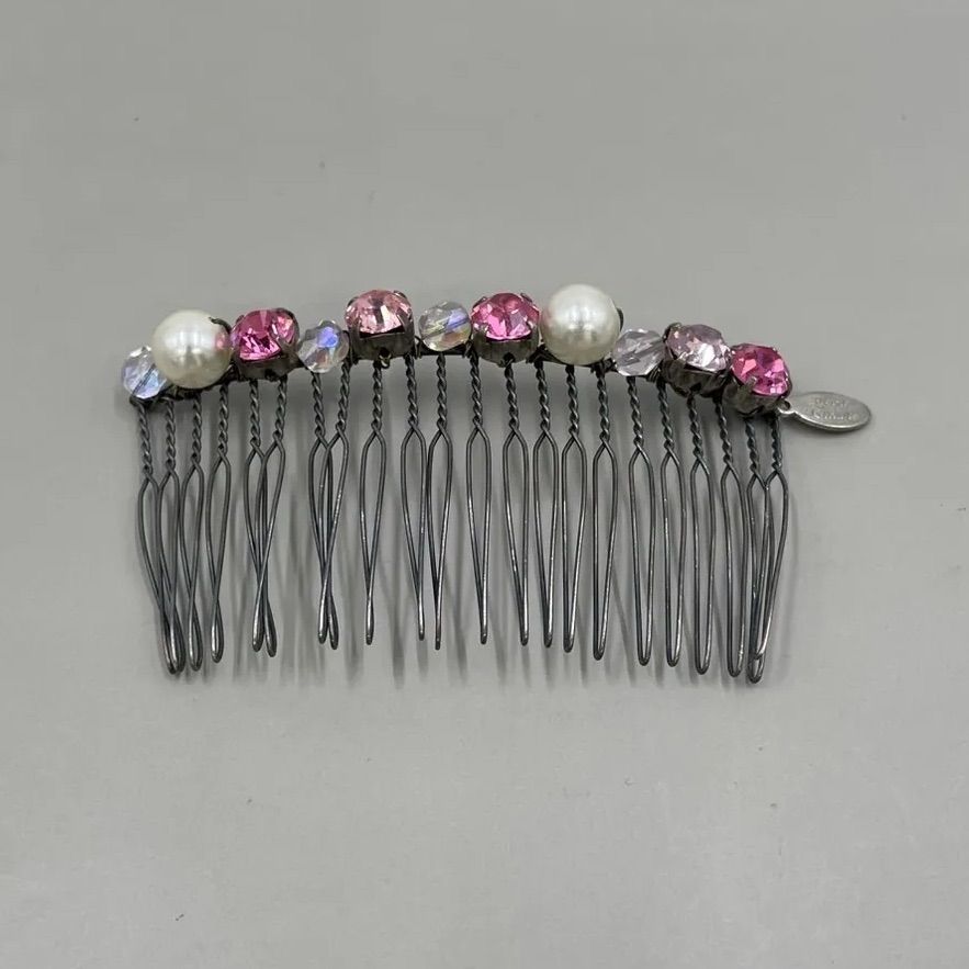極美品　Reine Claude　レーヌクロード　ヘアコーム　ビジュー　パール　ラインストーン　ピンク