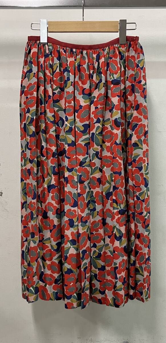 mina perhonen ミナペルホネン スカート flowerscope シルクウールプリントギャザースカート ベーシック&ナチュラル シミあり サイズ36
