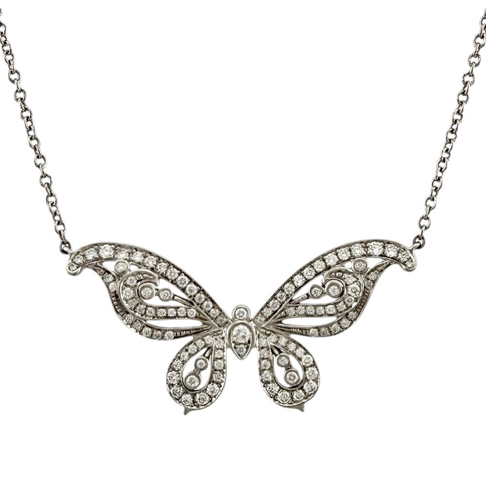 ティファニー エンチャント バタフライ ネックレス Pt950プラチナ ダイヤモンド レディース TIFFANY&Co. 中古 ティファニー
