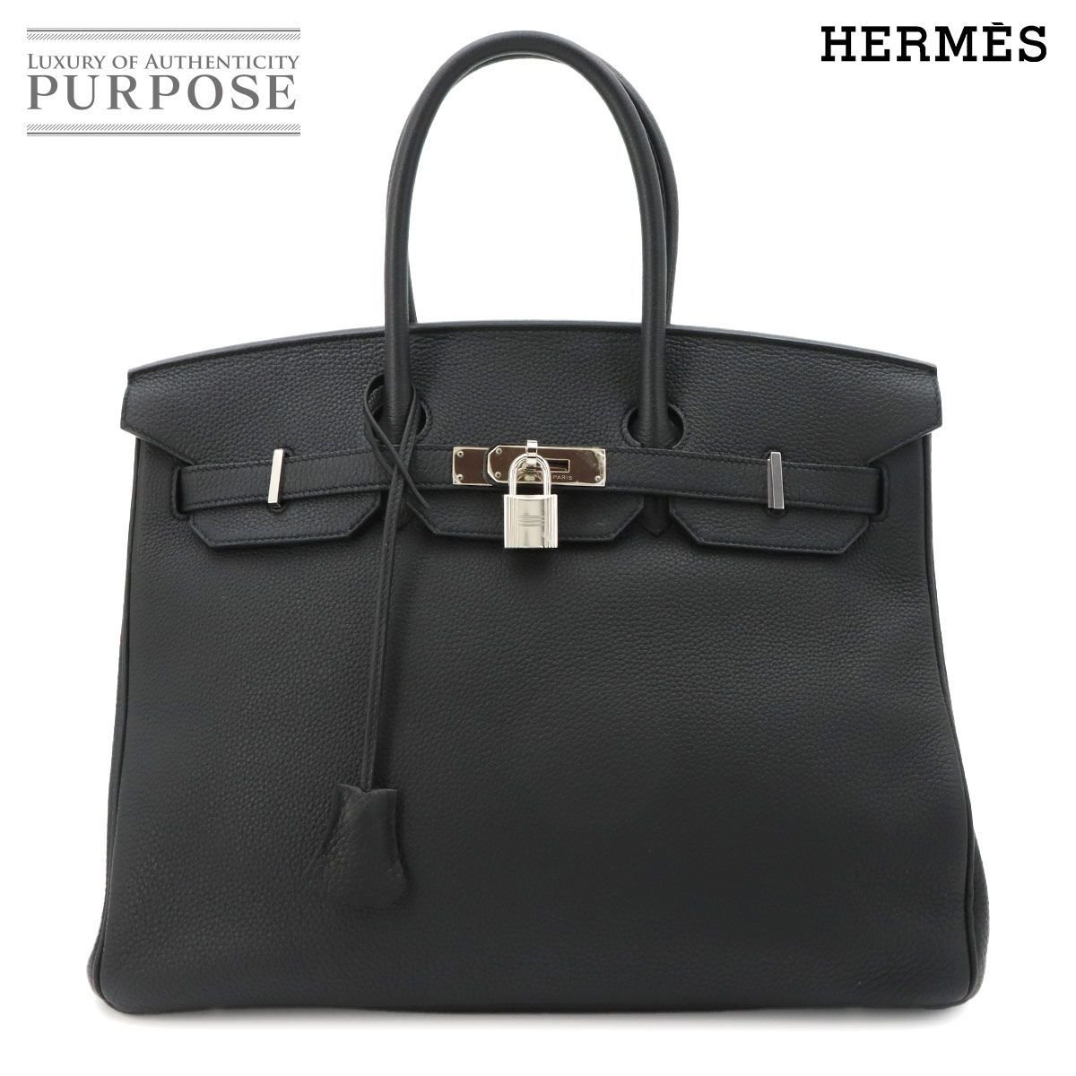 未使用 展示品 エルメス HERMES バーキン35 トゴ ブラック ハンド バッグ □R刻印 シルバー 金具 Birkin 35 90310683