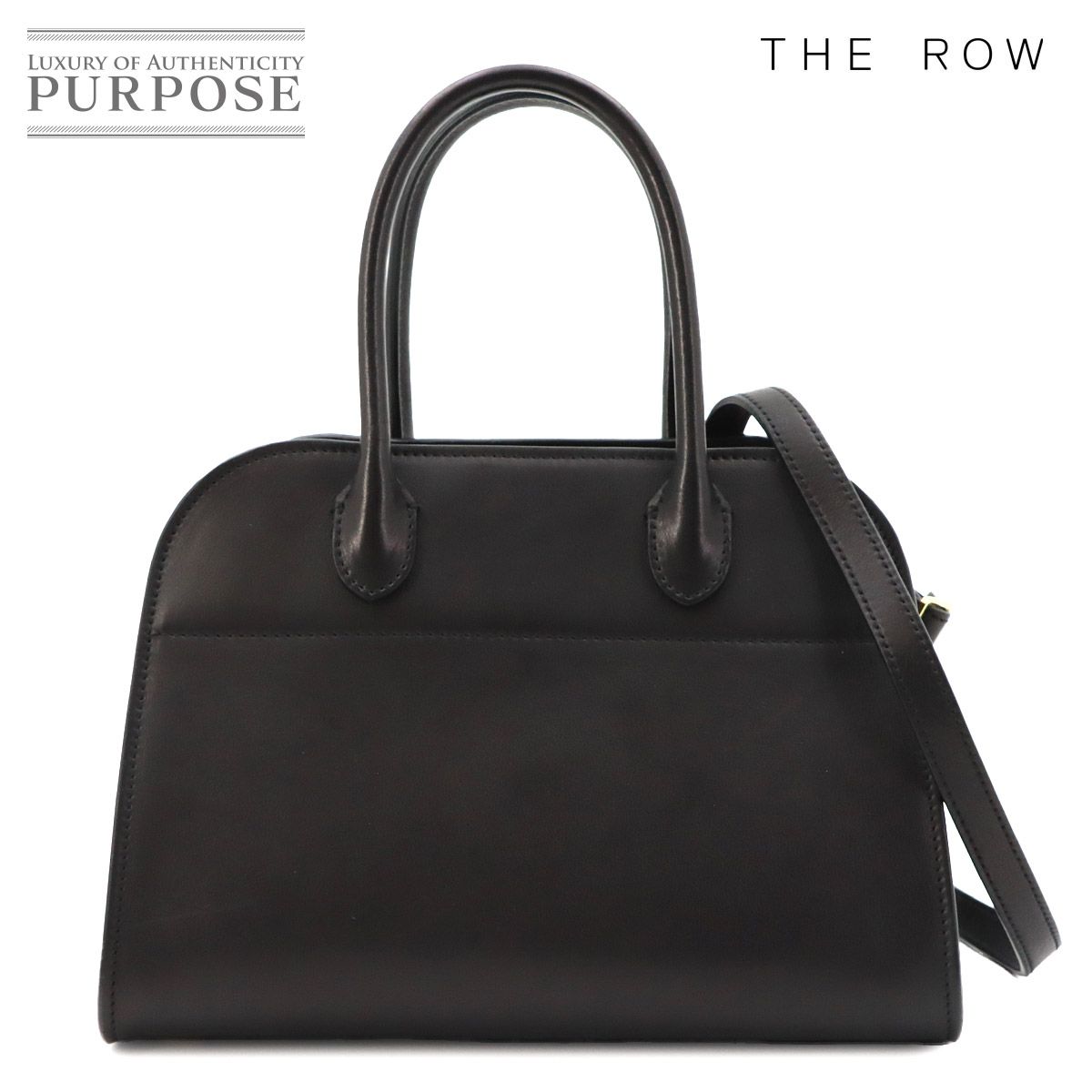 新品同様 ザ ロウ THE ROW ソフト マルゴー 10 2way ハンド ショルダー バッグ レザー ブラック ゴールド 金具 W1190 Margaux 10 90318251