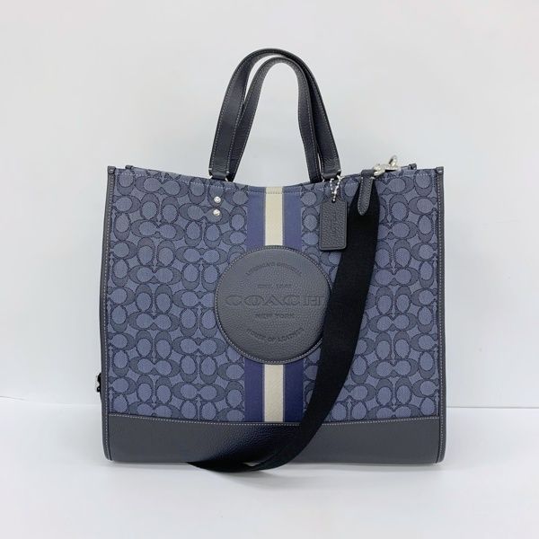 COACH コーチ デンプシー トートバッグ ショルダー カバン 2WAY C8418 シグネチャー キャンバス 大容量 レディース ネイビー 鞄 DF18852■