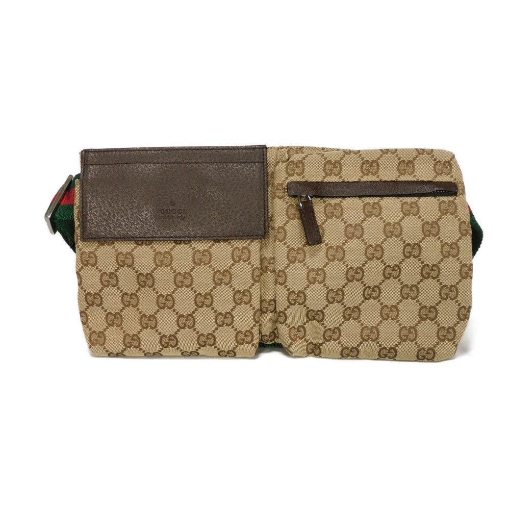 GUCCI グッチ GG キャンバス ウエストバッグ ロゴ エンボス カーフ ブラウン グリーン レッド ウエストポーチ ショルダーバッグ ウェブ ストライプ ベージュ ボディバッグ 28566