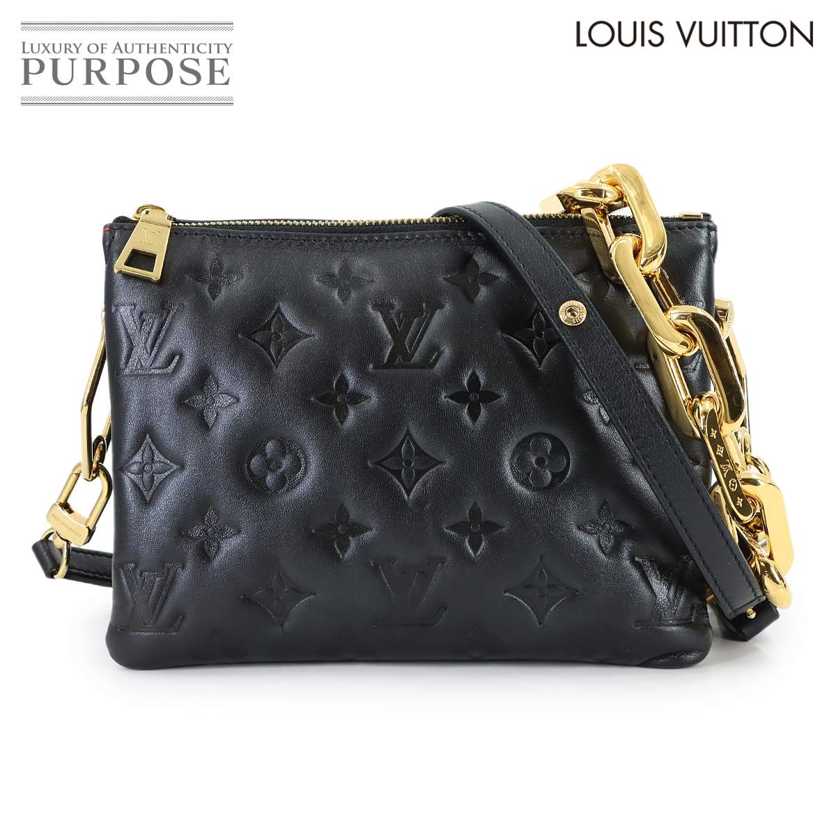 新品同様 ルイ ヴィトン LOUIS VUITTON クッサン BB 2way チェーン ハンド ショルダー バッグ レザー ブラック M21259 RFID 90320206