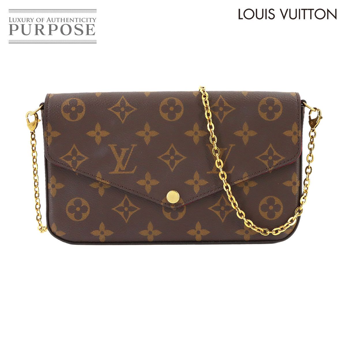 新品同様 ルイ ヴィトン LOUIS VUITTON モノグラム ポシェット フェリシー チェーン ウォレット 長財布 フューシャ M61276 90320687
