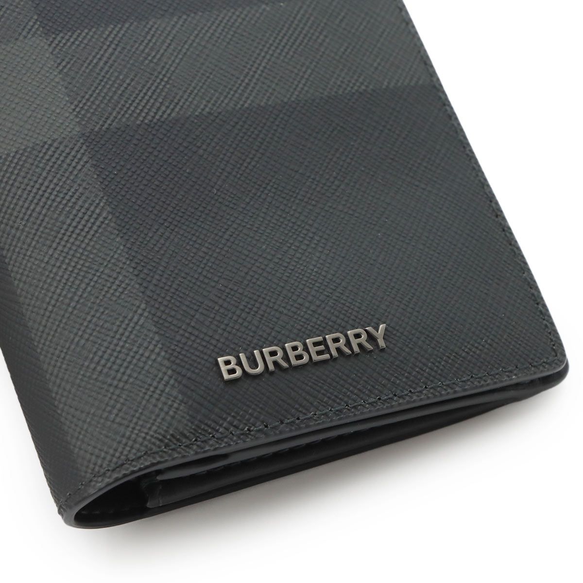 未使用 展示品 バーバリー BURBERRY コンチネンタル ウォレット 二つ折り 長財布 PVC グレー ガンメタ 金具 80645981 90321743
