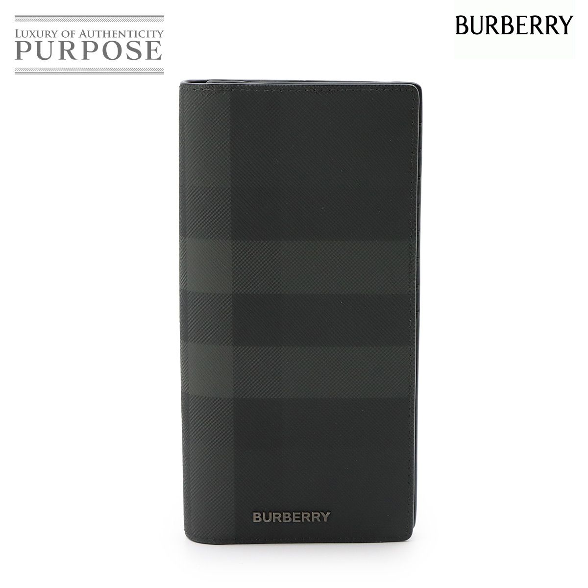 未使用 展示品 バーバリー BURBERRY コンチネンタル ウォレット 二つ折り 長財布 PVC グレー ガンメタ 金具 80645981 90321743