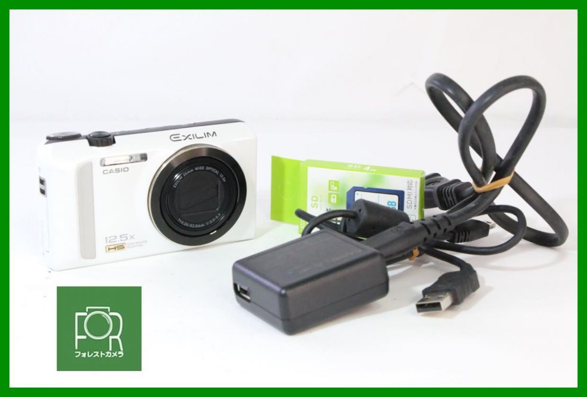 【動作保証・点検済】極上品■到着後即使えるCASIO EXILIM EX-ZR200 ﾎﾜｲﾄ■バッテリー・チャージャー・4GB SDカード付き■AB305