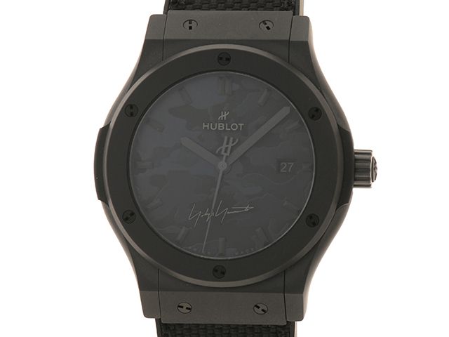 HUBLOT ウブロ クラシックフュージョン ヨウジヤマモト オールブラックカモ 542.CI.6670.NR.YOY 腕時計 セラミック/ステンレススチール/ファブリック/ラバー ブラック＆グレーカモプリント文字盤 自動巻き メンズ【中古】【472】