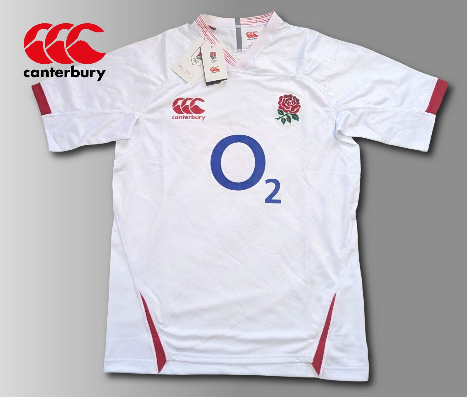 美品　レア　Canterbury ラグビー イングランド代表 ジャージ　O2 希少【新品】ラグビー イングランド代表ジャージ 2019 O2 プロ仕様