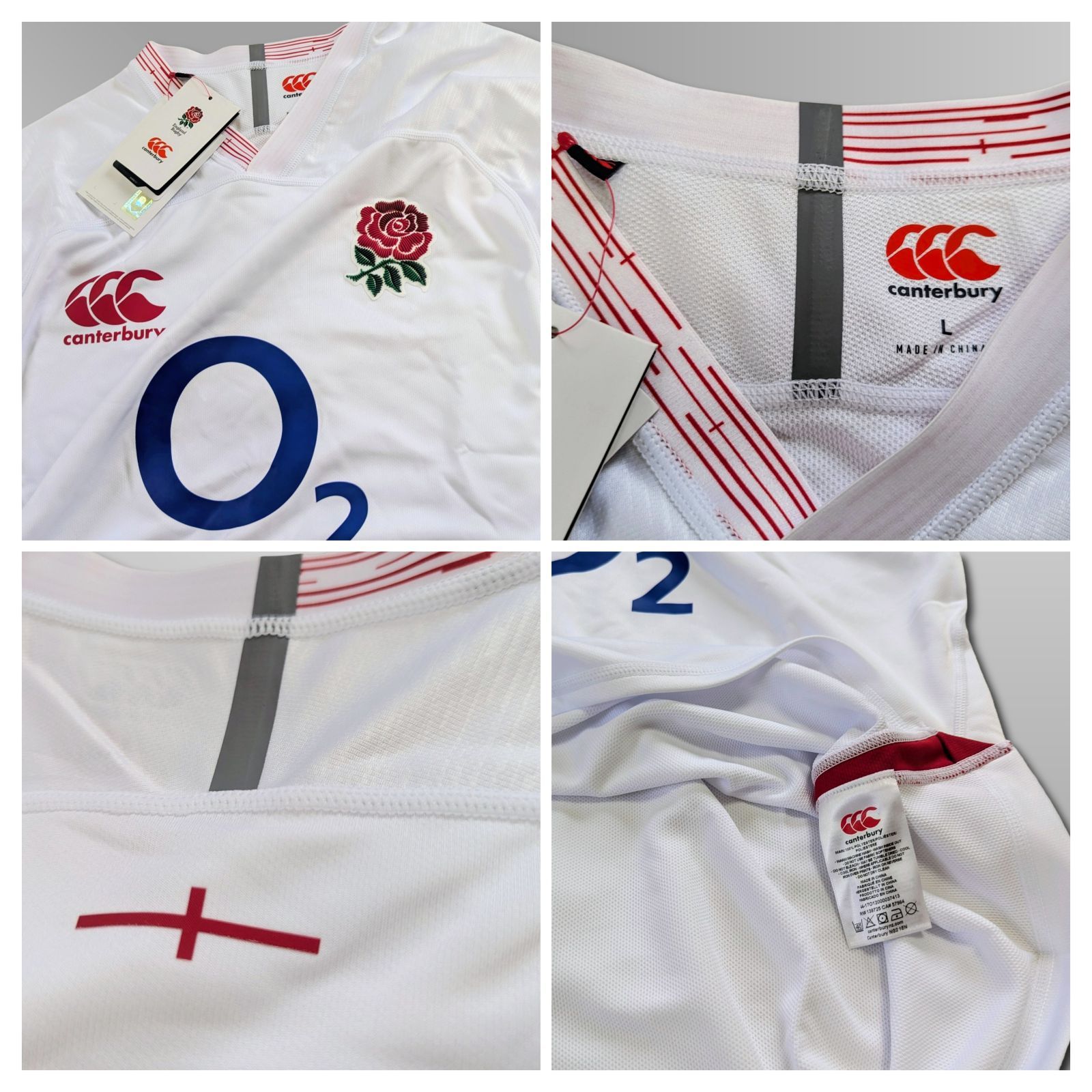 美品　レア　Canterbury ラグビー イングランド代表 ジャージ　O2 希少【新品】ラグビー イングランド代表ジャージ 2019 O2 プロ仕様