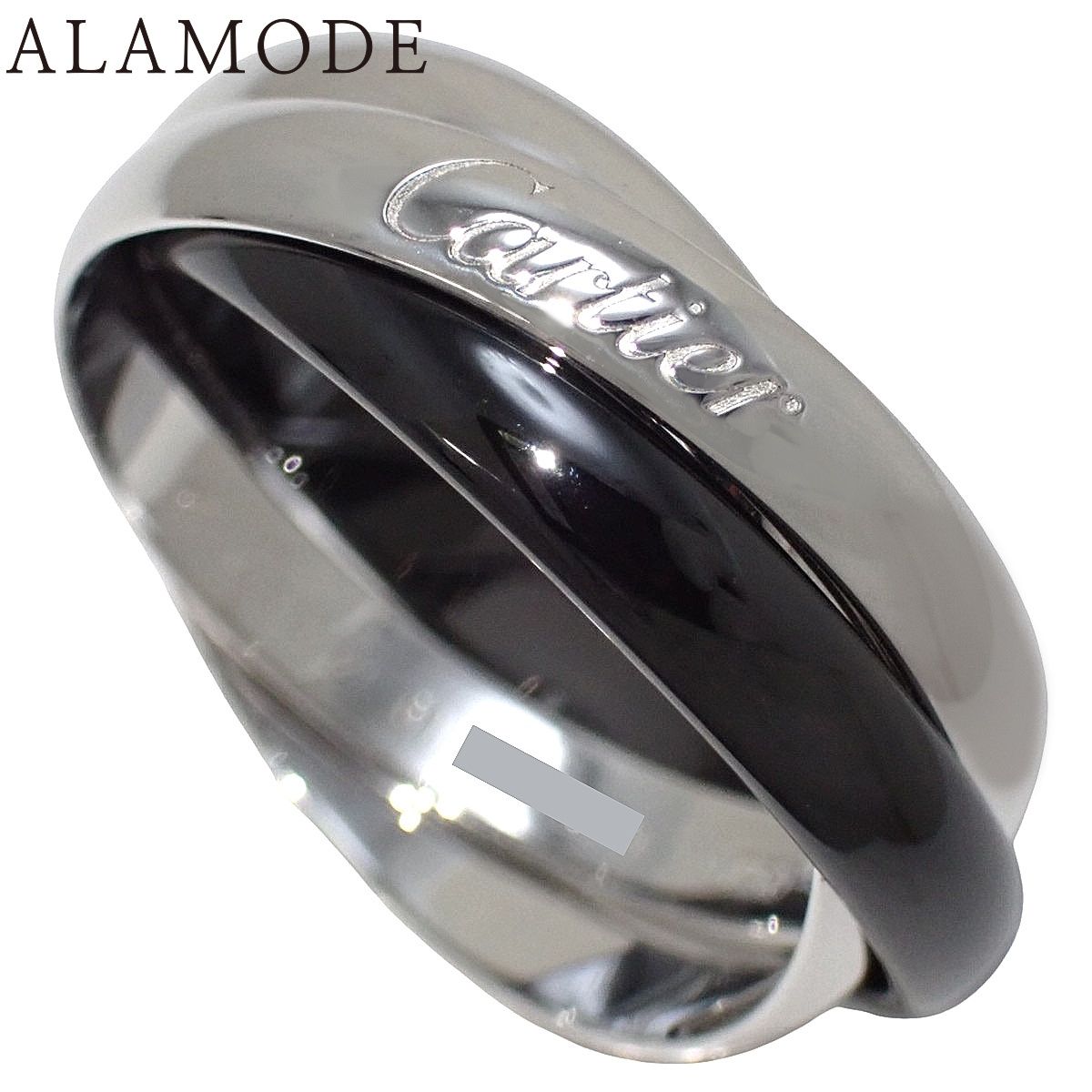 【保証書付】CARTIER(カルティエ) トリニティ リング セラミック クラシックモデル CRB4095600 ホワイトゴールド K18WG CE 61 7.6g 指輪 アクセサリー ジュエリー シルバー銀 ブラック黒 40802191271【アラモード】