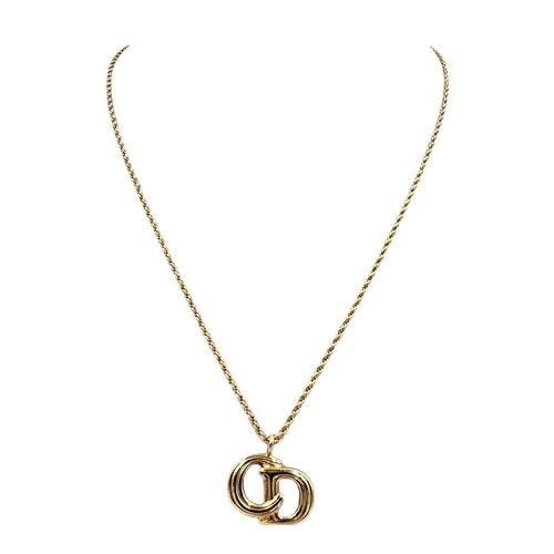 CHRISTIAN DIOR　ディオール ロゴネックレス CD ゴールド