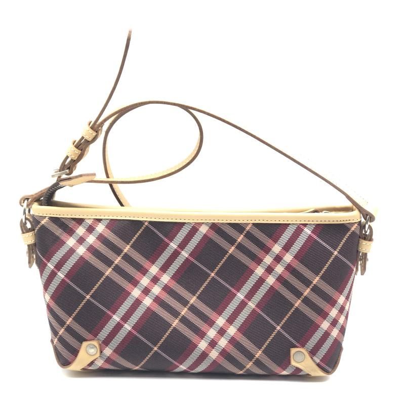 【中古】BURBERRY BLUE LABEL ノバチェック ナイロンショルダーバッグ ブラウン/ピンク　バーバリーブルーレーベル[17][240017770503]