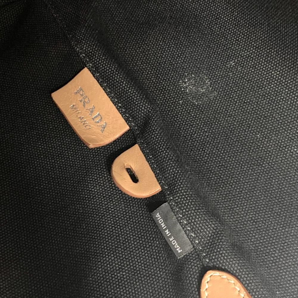 プラダ PRADA カナパ トートバッグ 2WAY キャンバス ブラック シルバー金具 レディース【中古】