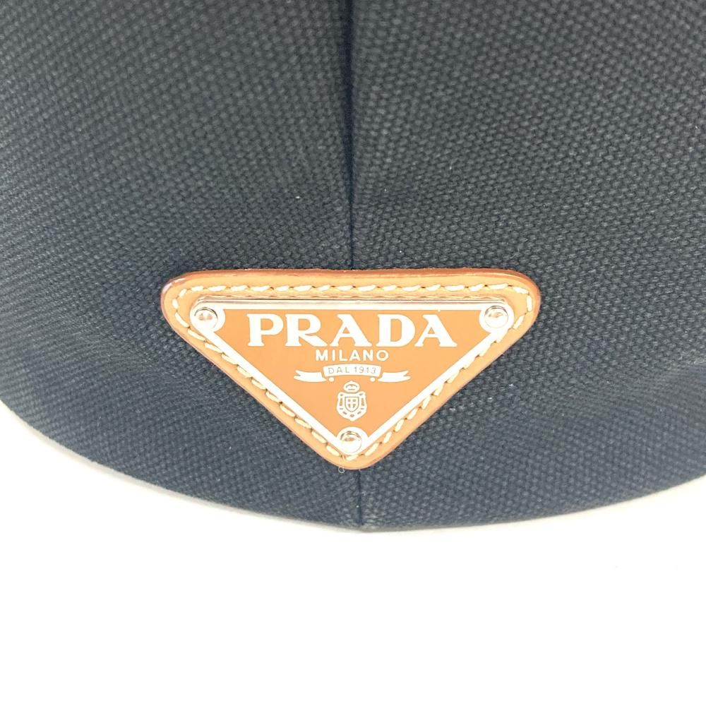 プラダ PRADA カナパ トートバッグ 2WAY キャンバス ブラック シルバー金具 レディース【中古】