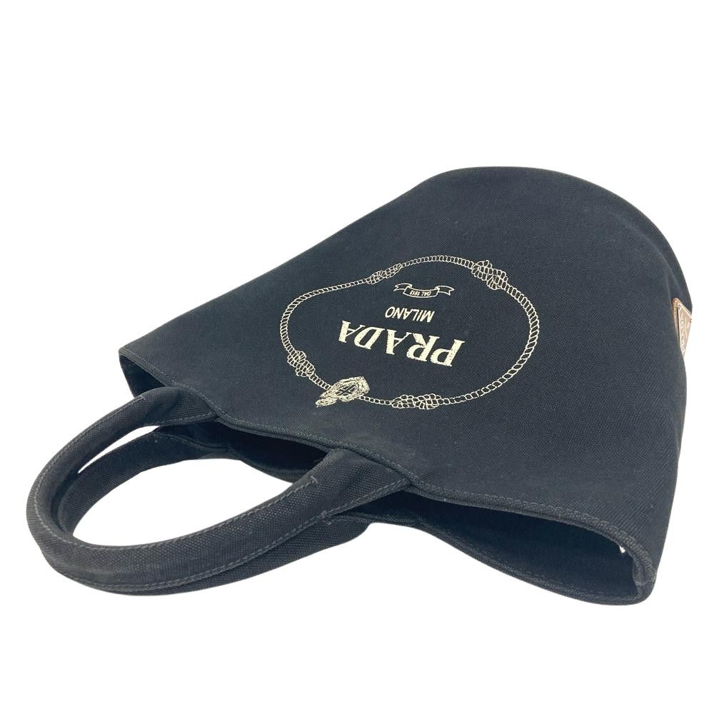 プラダ PRADA カナパ トートバッグ 2WAY キャンバス ブラック シルバー金具 レディース【中古】