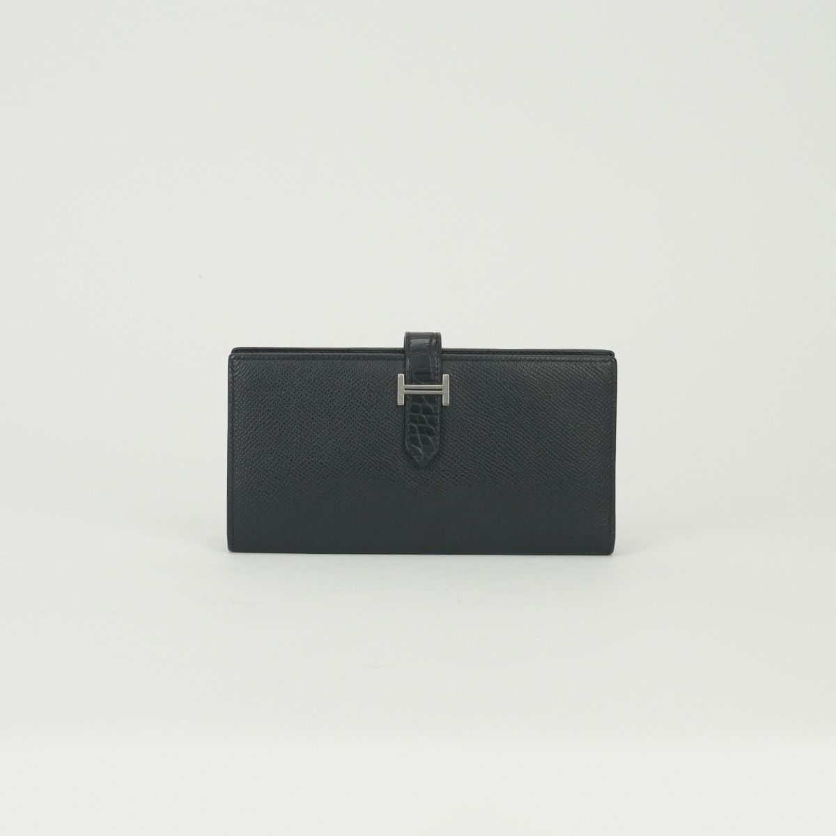 エルメス HERMES ベアンスフレタッチ ベアン スフレ タッチ 財布 長財布 ロングウォレット エプソン アリゲーターマット ノワール Noir ブラック Black 黒 シルバー金具