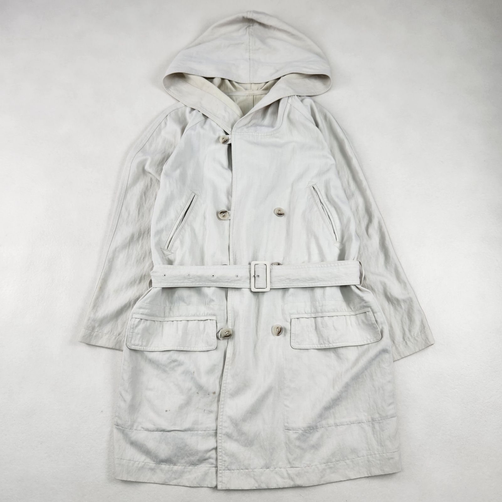 ISSEY MIYAKE　コート　イッセイミヤケ フーテッド 80s ナイロン ダブル ベージュ M