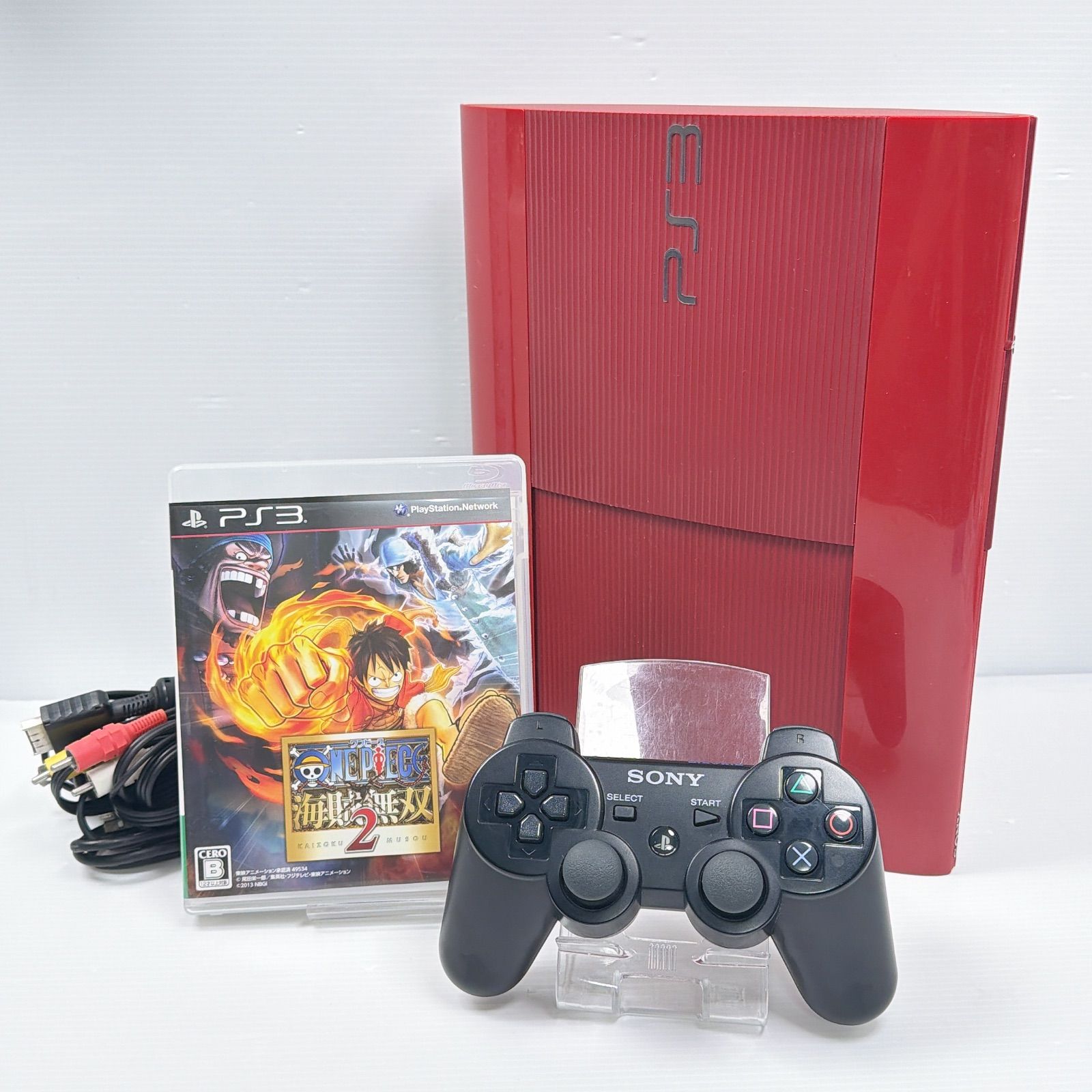 プレステ3 本体 PS3 ガーネットレッド CECH-4000 良品 遊べるセット 動作確認済み ワンピース海賊無双2 ソフト付き ソニー プレイステーション3 SONY PlayStation3 HDD 封印シール有 管理番号M1861