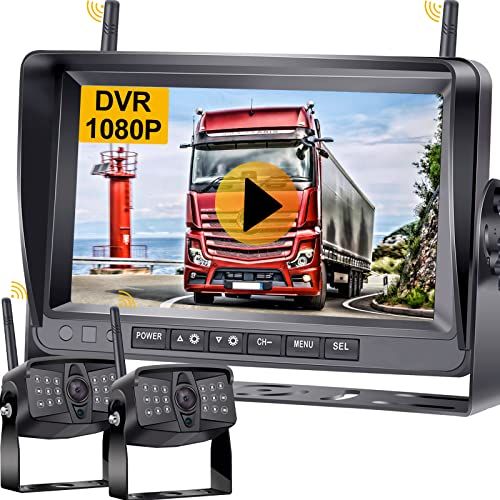 MJXD ワイヤレスバックカメラ ワイヤレスバックモニター バックカメラモニター バックカメラセット 7インチバックモニター 双アンテナ強化信号 ループ録画付き 1080P高清画質 DIYガイドライン 正像/鏡像切替 12V-36V対応 デジ 793c3996