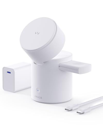 iWALK 3 in 1 ワイヤレス充電器 マグセーフ対応 【自動回転機能付きで、縦向き・横向きの切り替えもスムーズ】 Magsafe対応充電器 充電スタンド マグネット 最大15W 折りたたみ式 置くだけ充電 持ち運びに便利 iPhone bddd10ef