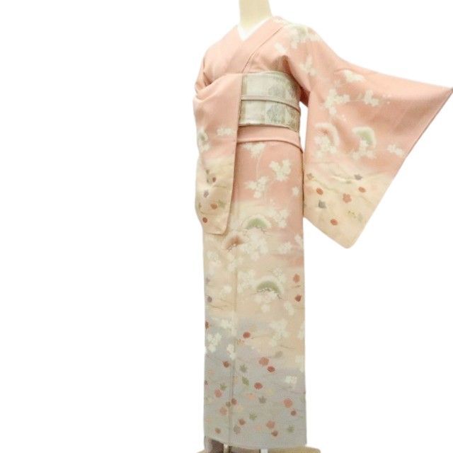 百華❀Y4919◇正絹 金駒刺繡 松 桜 梅 橘 手縫い仕立て 訪問着 着物